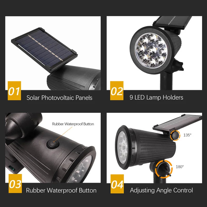 Solar Spotlights, Outdoor  Waterproof, Lawn, Deck and Pathway