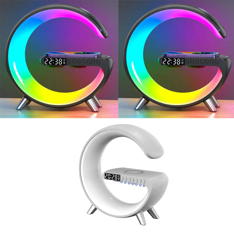 Intelligent G Shaped LED Lamp Bluetooth Speaker Wireless Charger