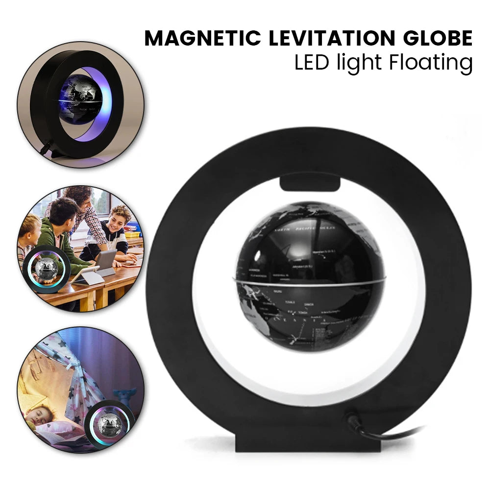 Magnetic Floating Globe Levitation Floating World Map With Led Light O Shape Frame Desk Gadget Decor