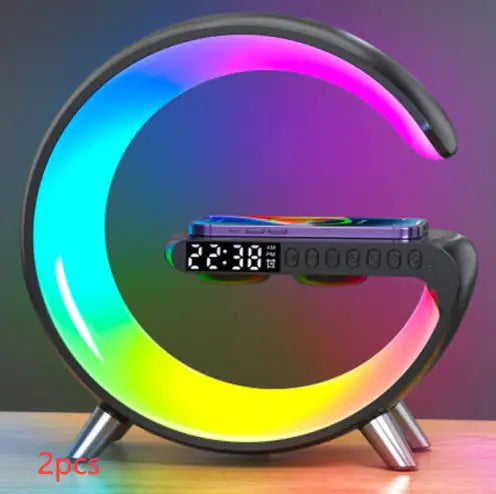 Intelligent G Shaped LED Lamp Bluetooth Speaker Wireless Charger