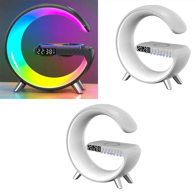 Intelligent G Shaped LED Lamp Bluetooth Speaker Wireless Charger